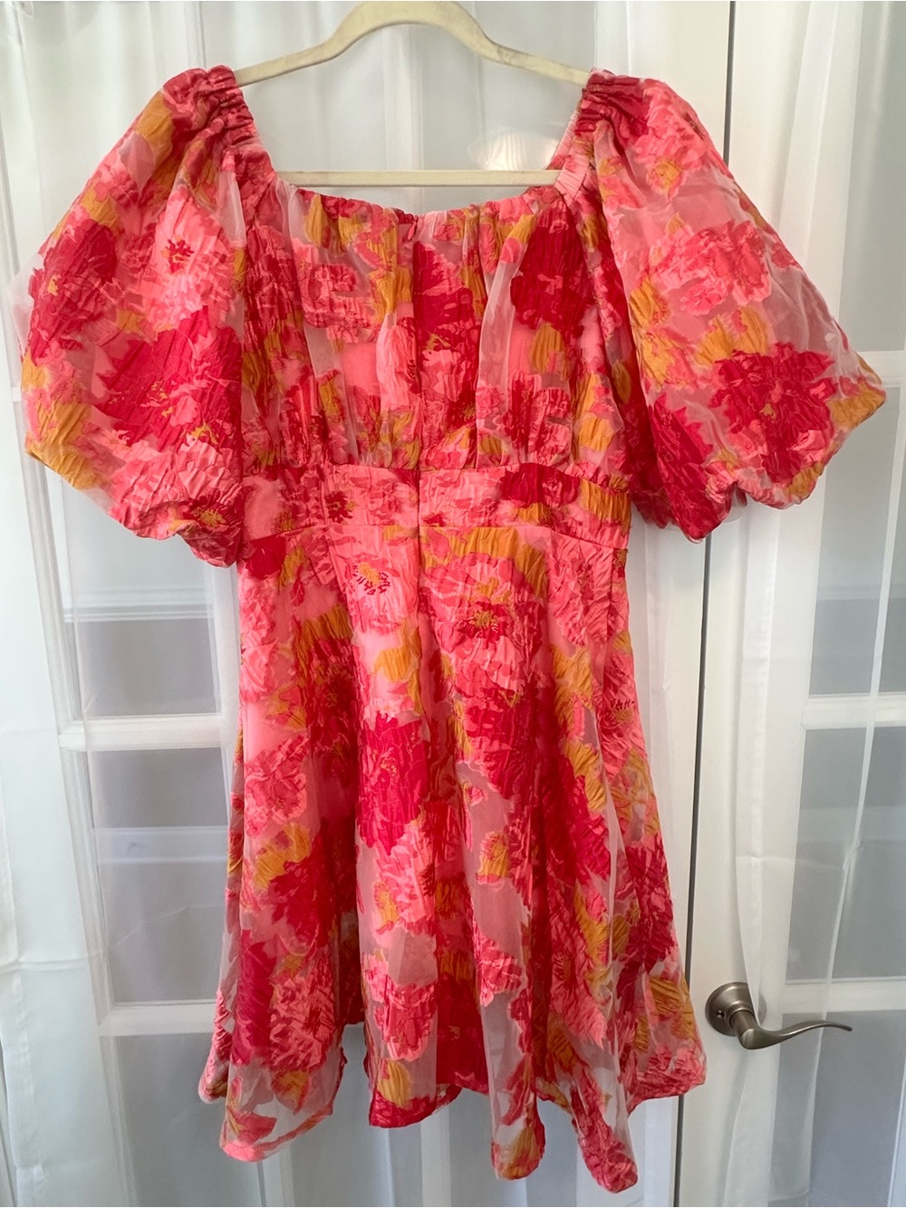 Petal + Pup Pink Floral Puff Sleeve Mini Dress - Picture 9 of 12